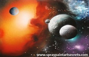 Spray painting tutorials to paint an amazing space scene